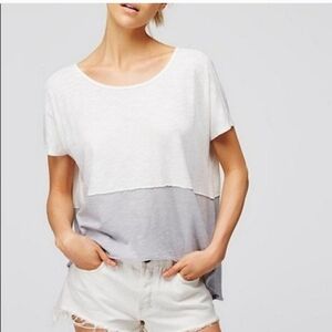Free People We the Free Gray & Ivory Midnight Colorblock High Low T-Shirt M